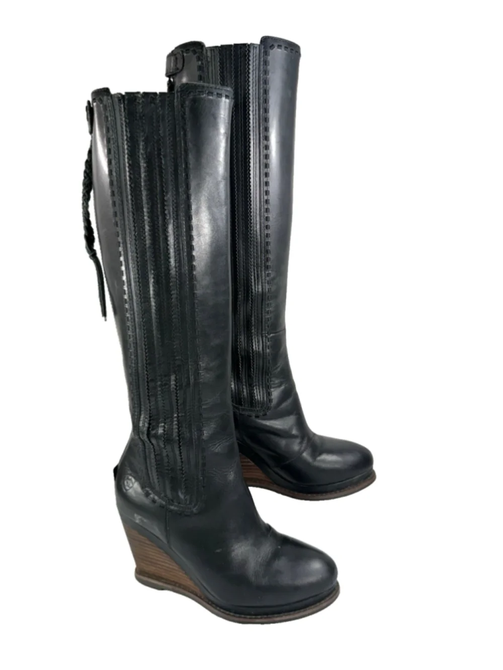 Ariat Ryman knee-high wedge boots SIZE 6.5 B Black Leather